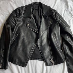 Top shop black leather motto jacket